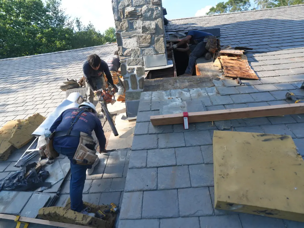 Slate Roof Chimney Leak Repair in Hoboken, NJ
